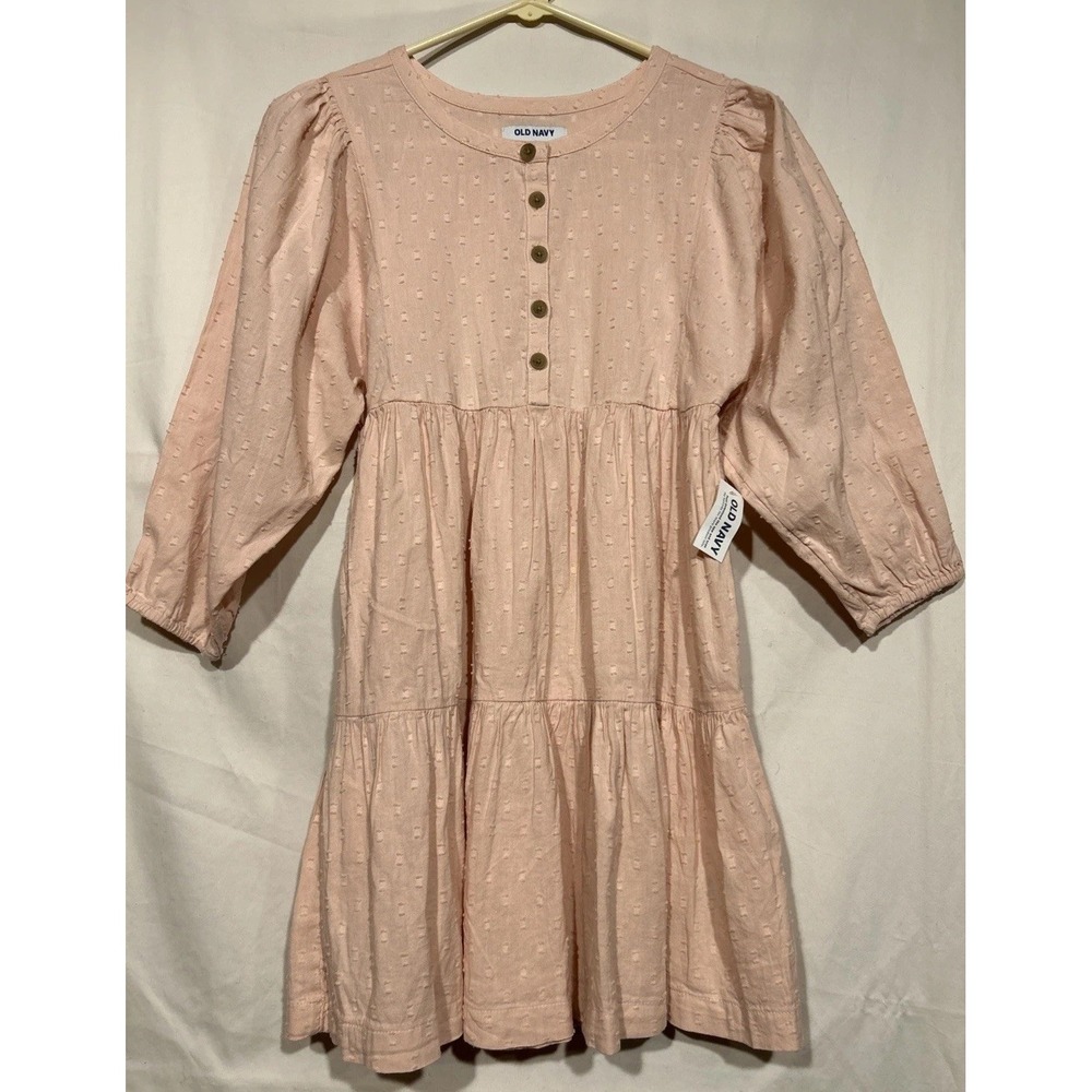 Swing Layer Style Dress Cotton Blend Girls Sz L Clip-Dot Material NWT Light Pink